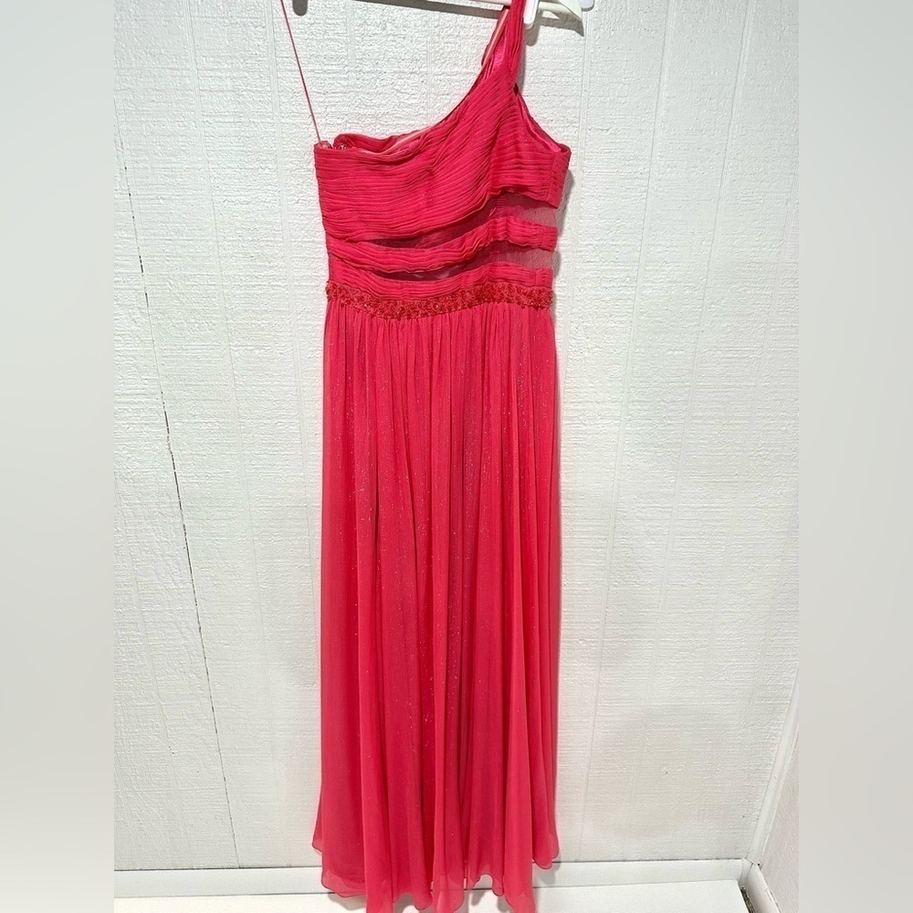Aidan Aidan Mattox one shoulder embellished shimmer formal long gown Size 4